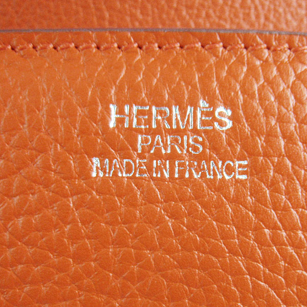 Fake Hermes Togo Leather Messenger Bag Orange 8079